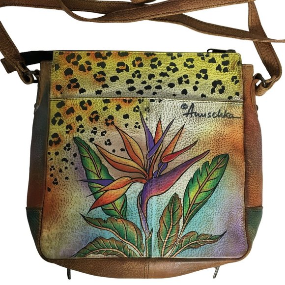 Anuschka NEVER USED Handpainted Leather Slim Travel Organizer Leopard - Picture 3 of 14